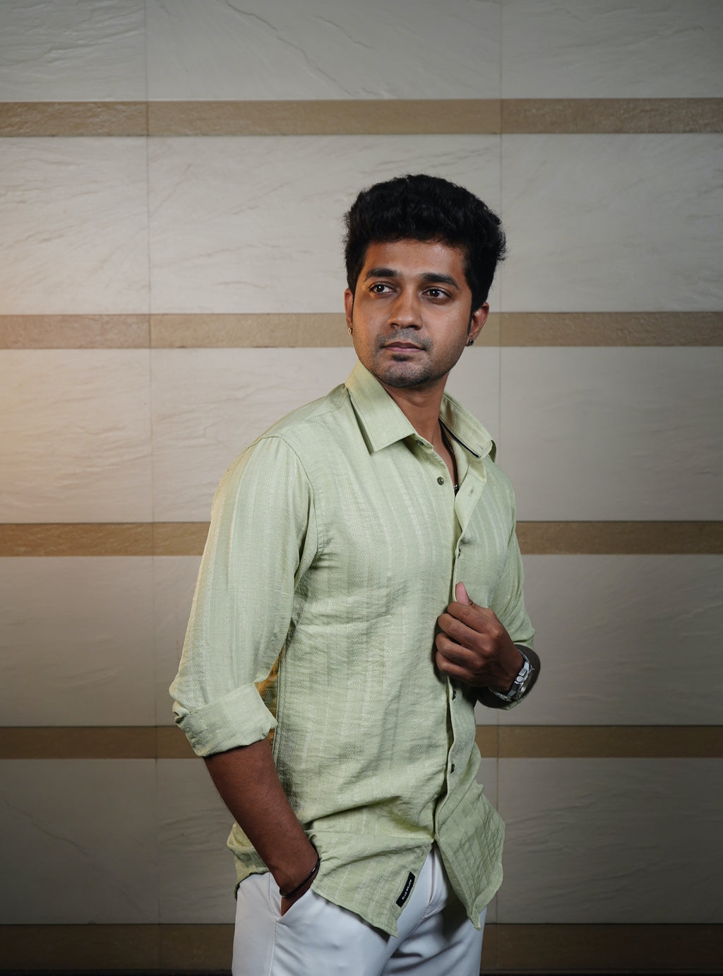 Classic Green Textured Shirt