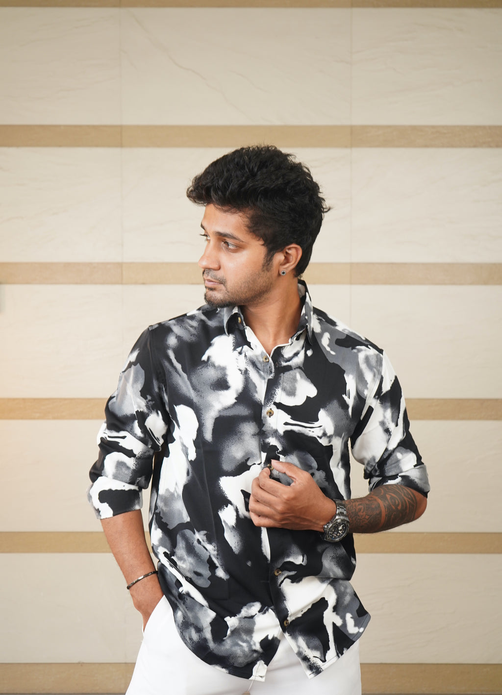 Ink Storm Retro Printed Shirt