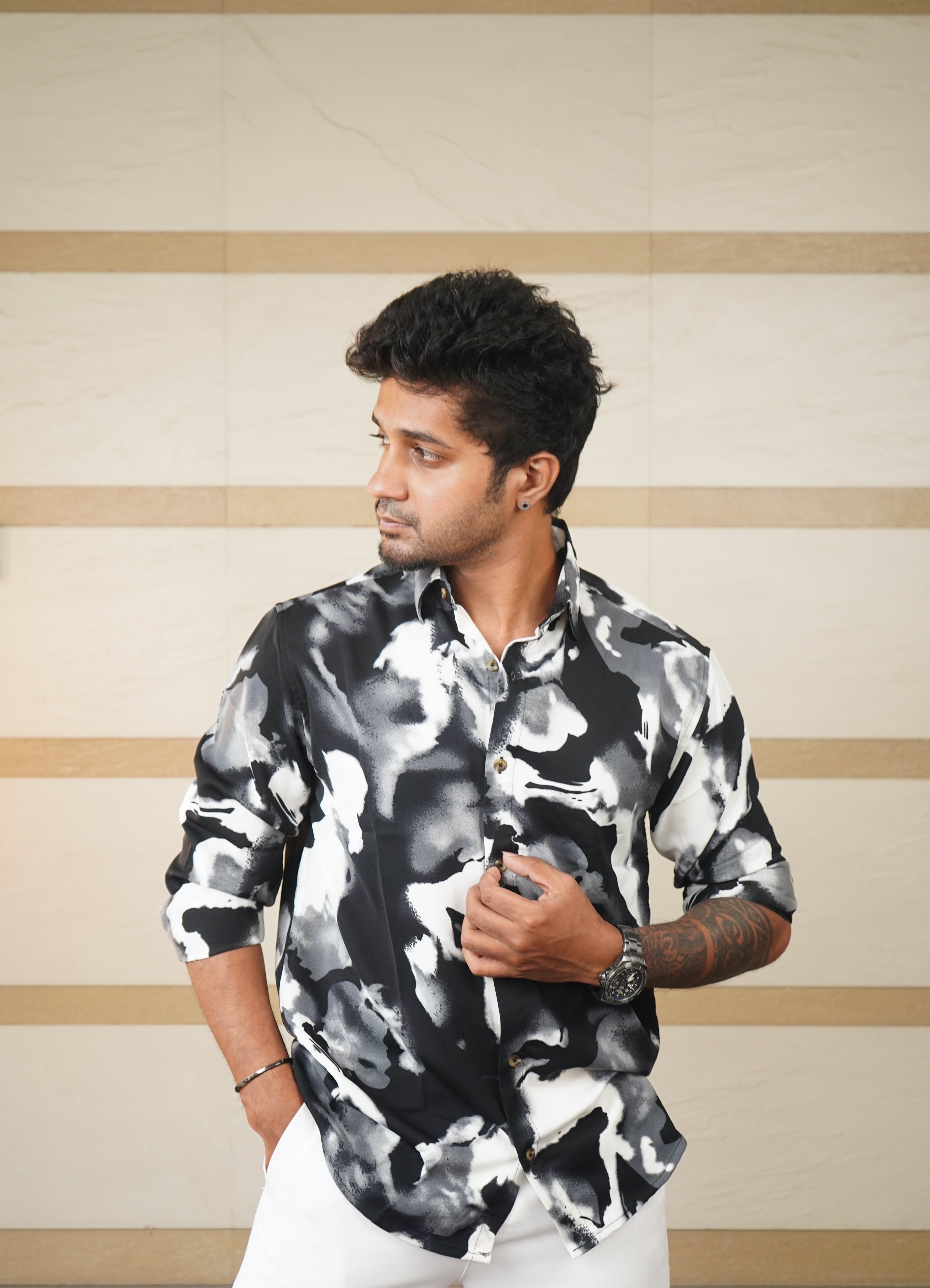 Ink Storm Retro Printed Shirt