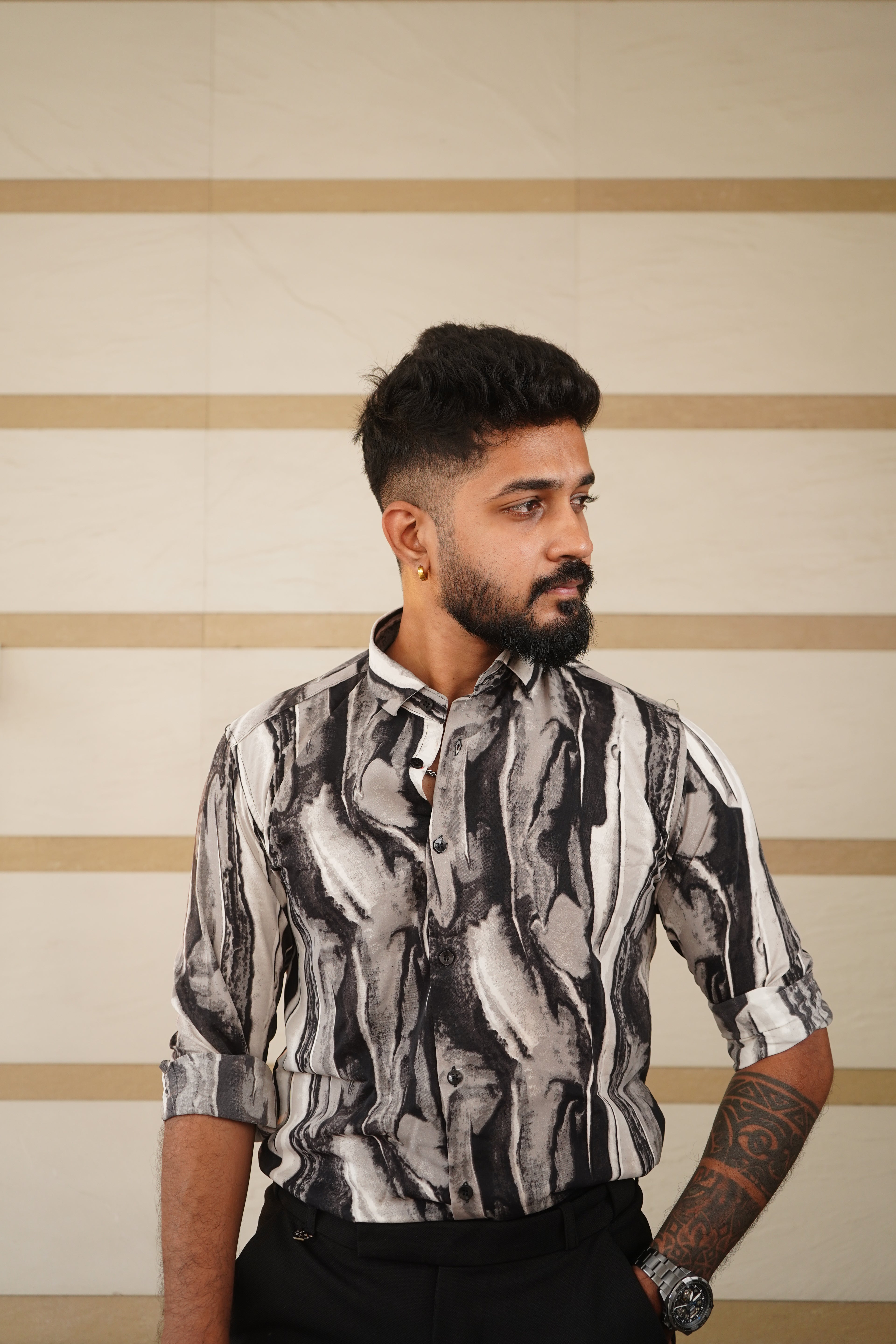 Snow Leopard Slash Printed Shirt