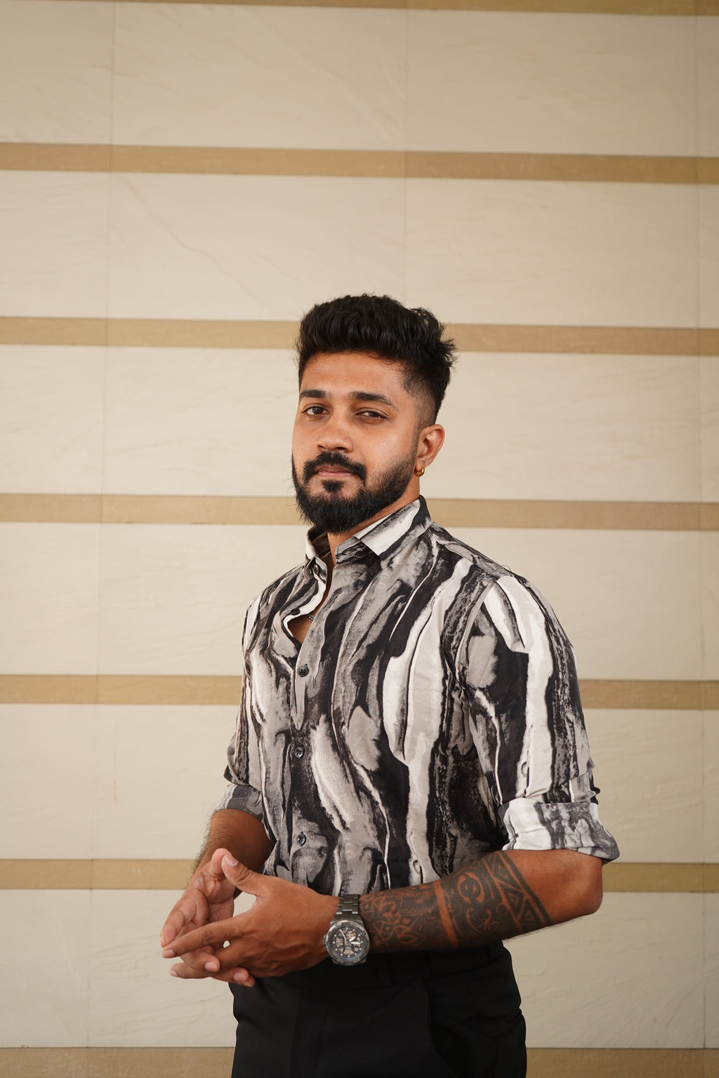 Snow Leopard Slash Printed Shirt