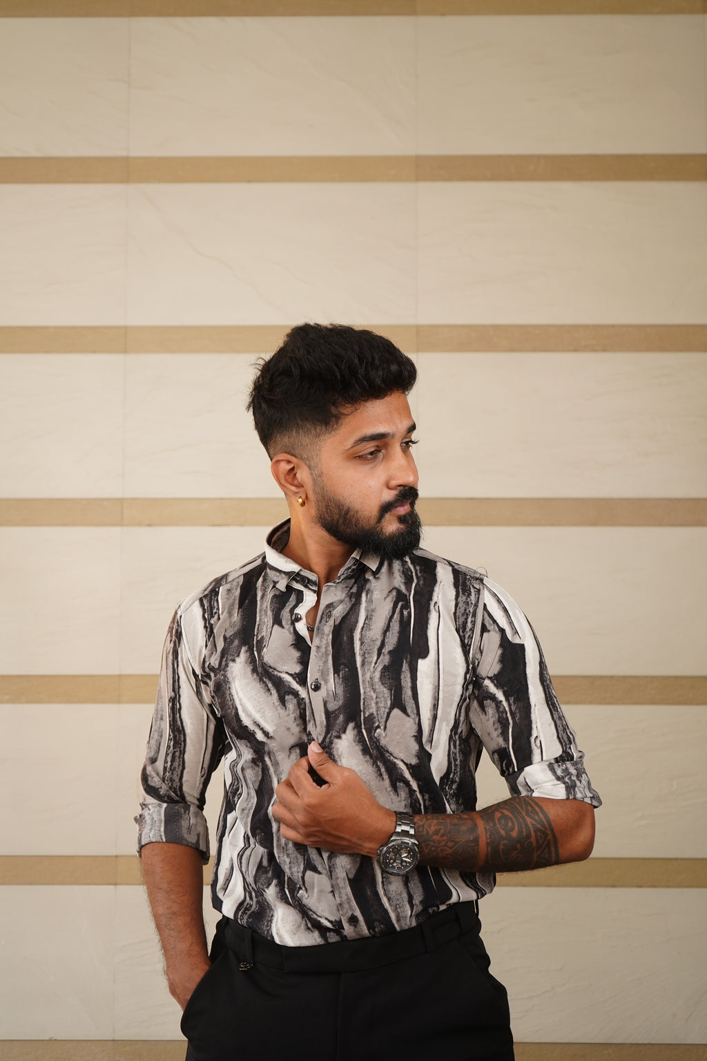 Snow Leopard Slash Printed Shirt