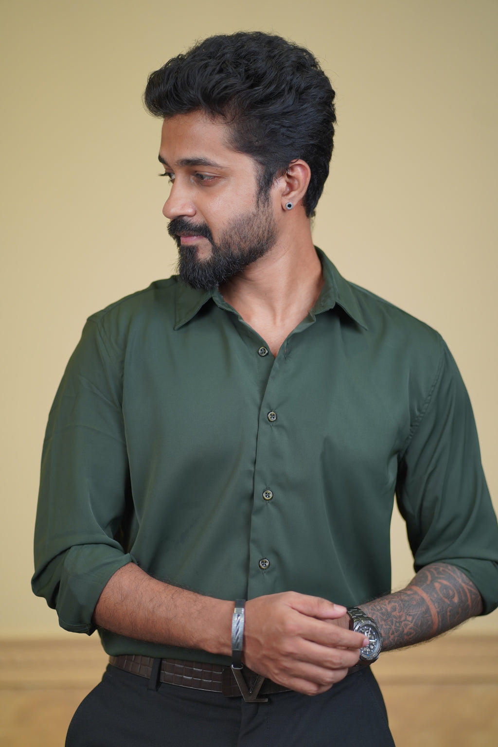 Moss Green Wrinkle-X-Shirt