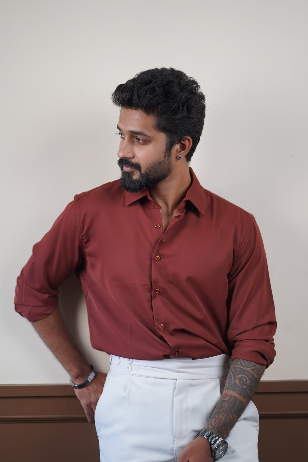 Rust Brown Wrinkle-X-Shirt