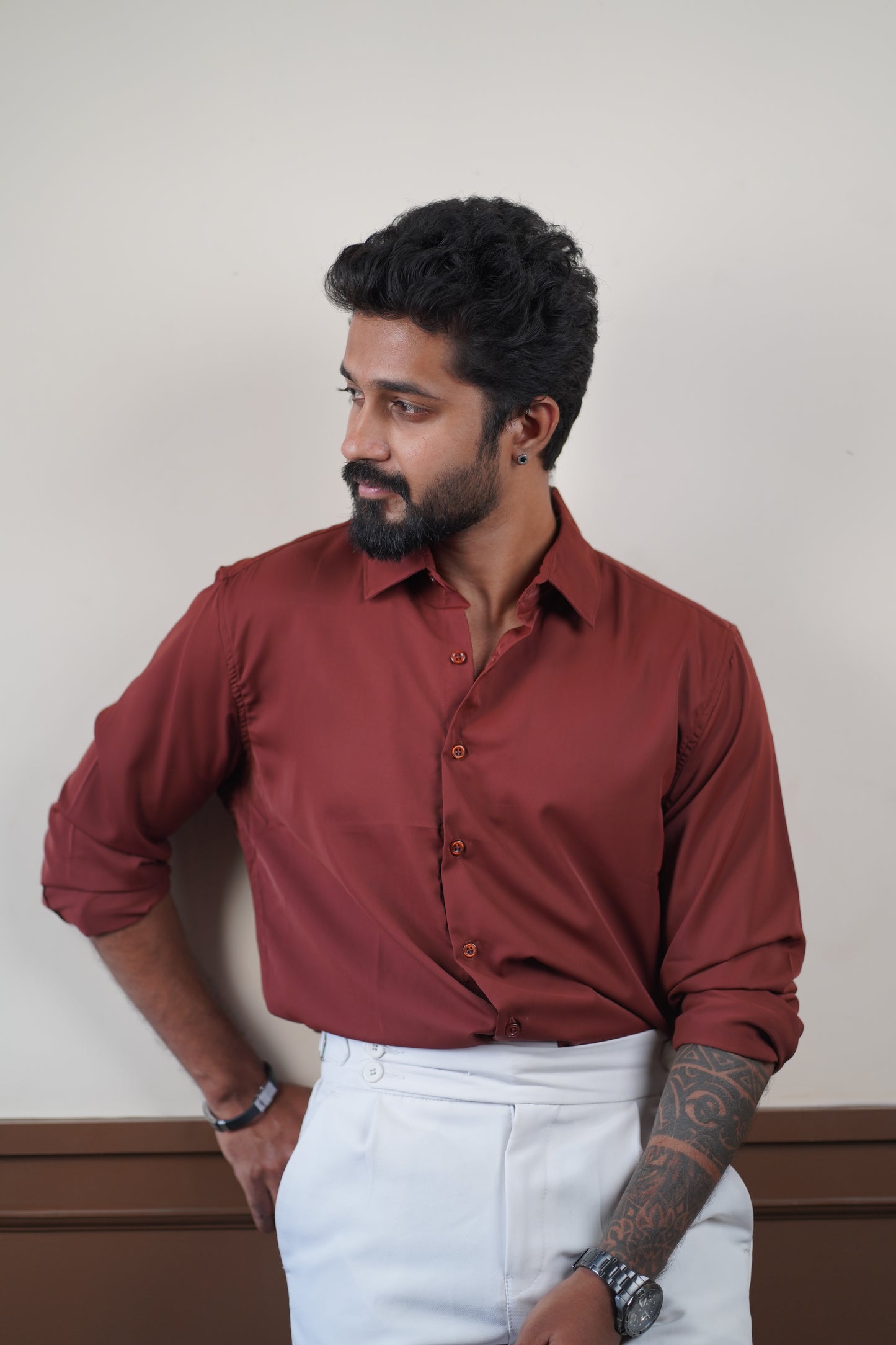 Rust Brown Wrinkle-X-Shirt