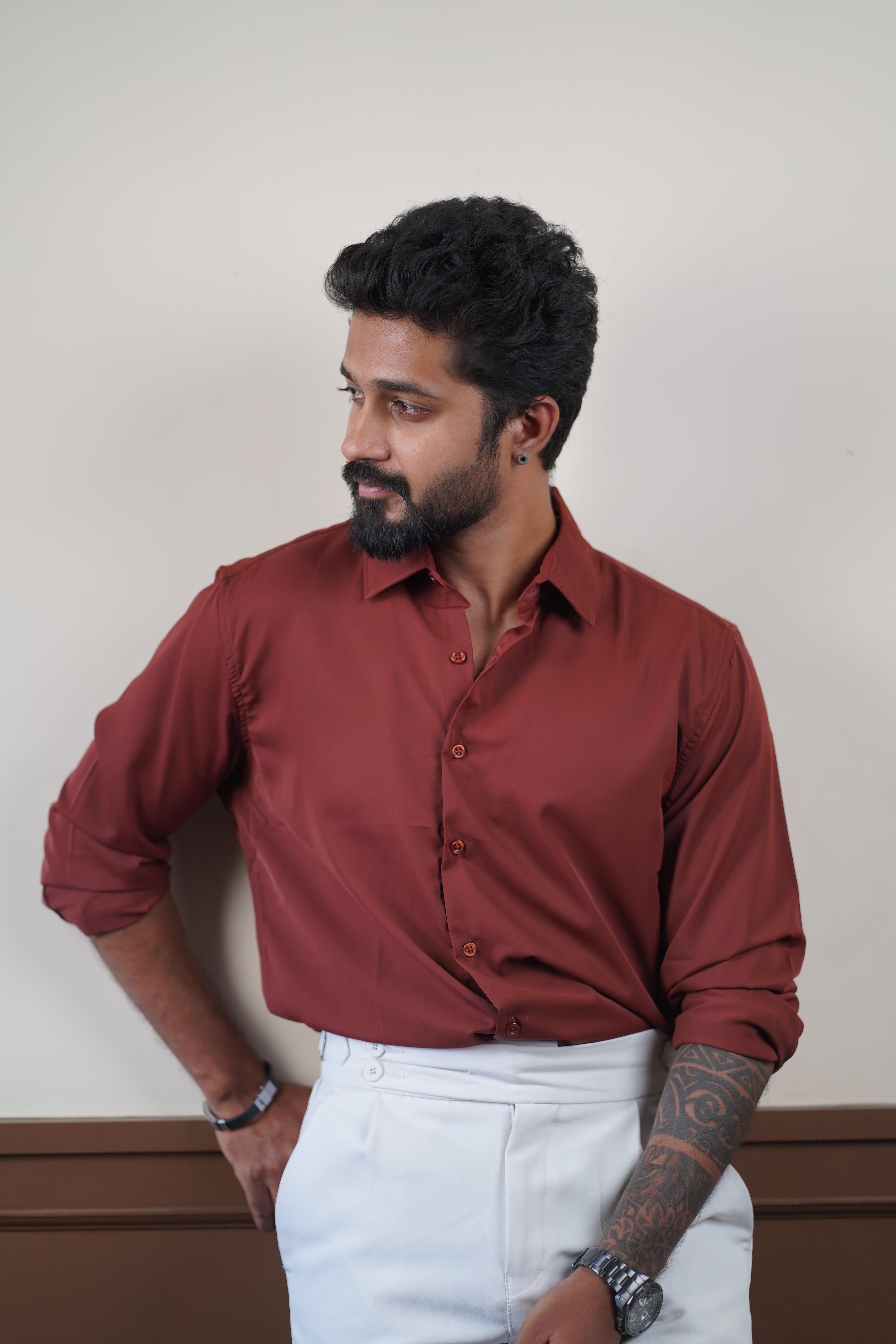 Rust Brown Wrinkle-X-Shirt