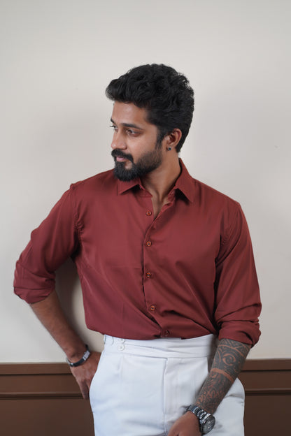Rust Brown Wrinkle-X-Shirt