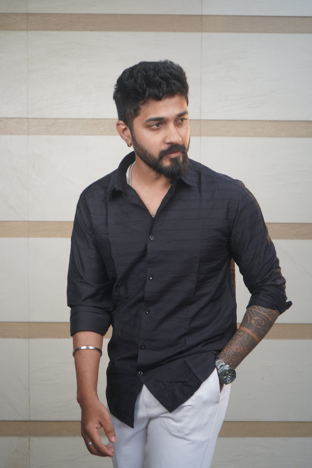 Black Horizon Weave Shirt