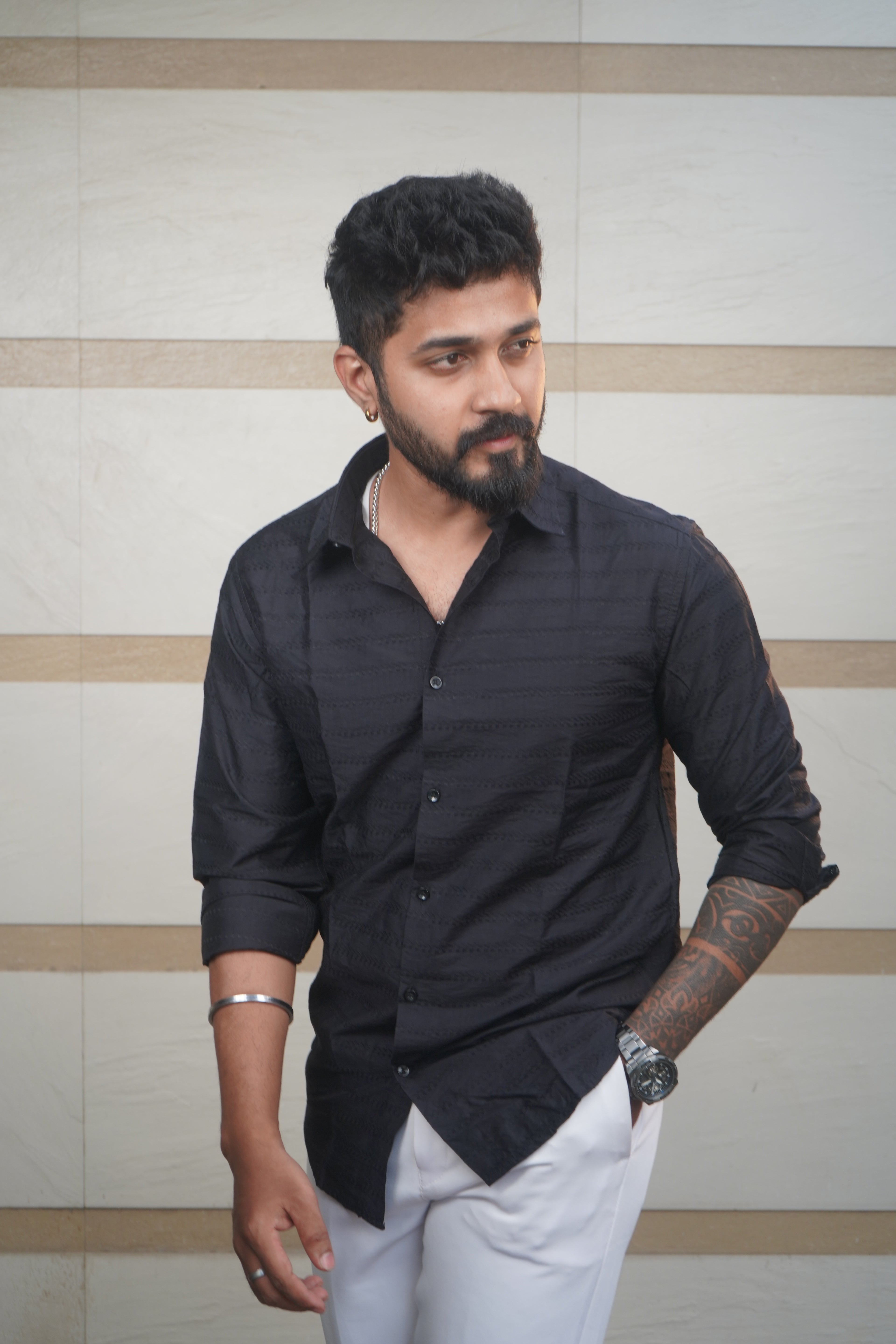 Black Horizon Weave Shirt