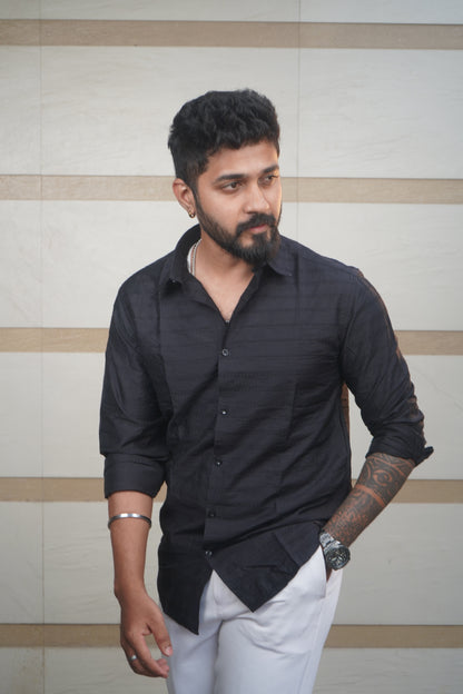 Black Horizon Weave Shirt