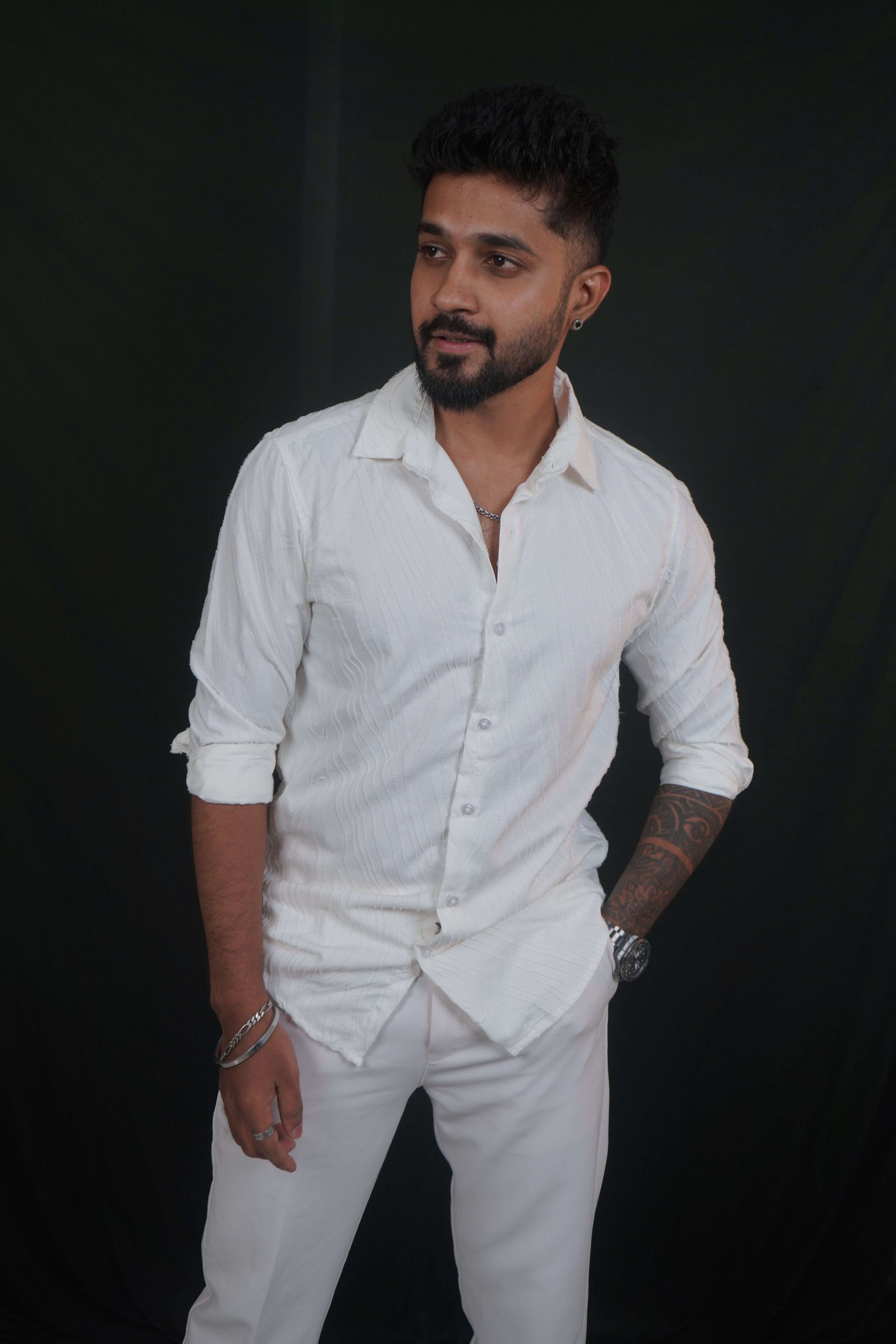 White Textured Wave Shirt