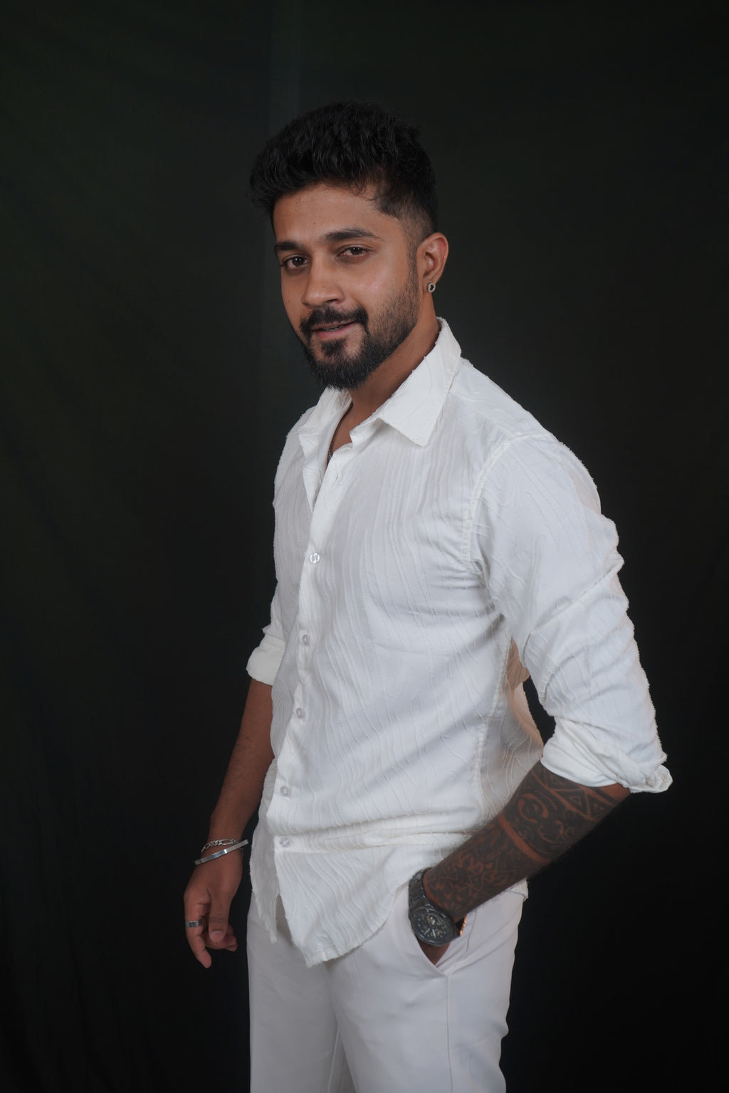 White Textured Wave Shirt