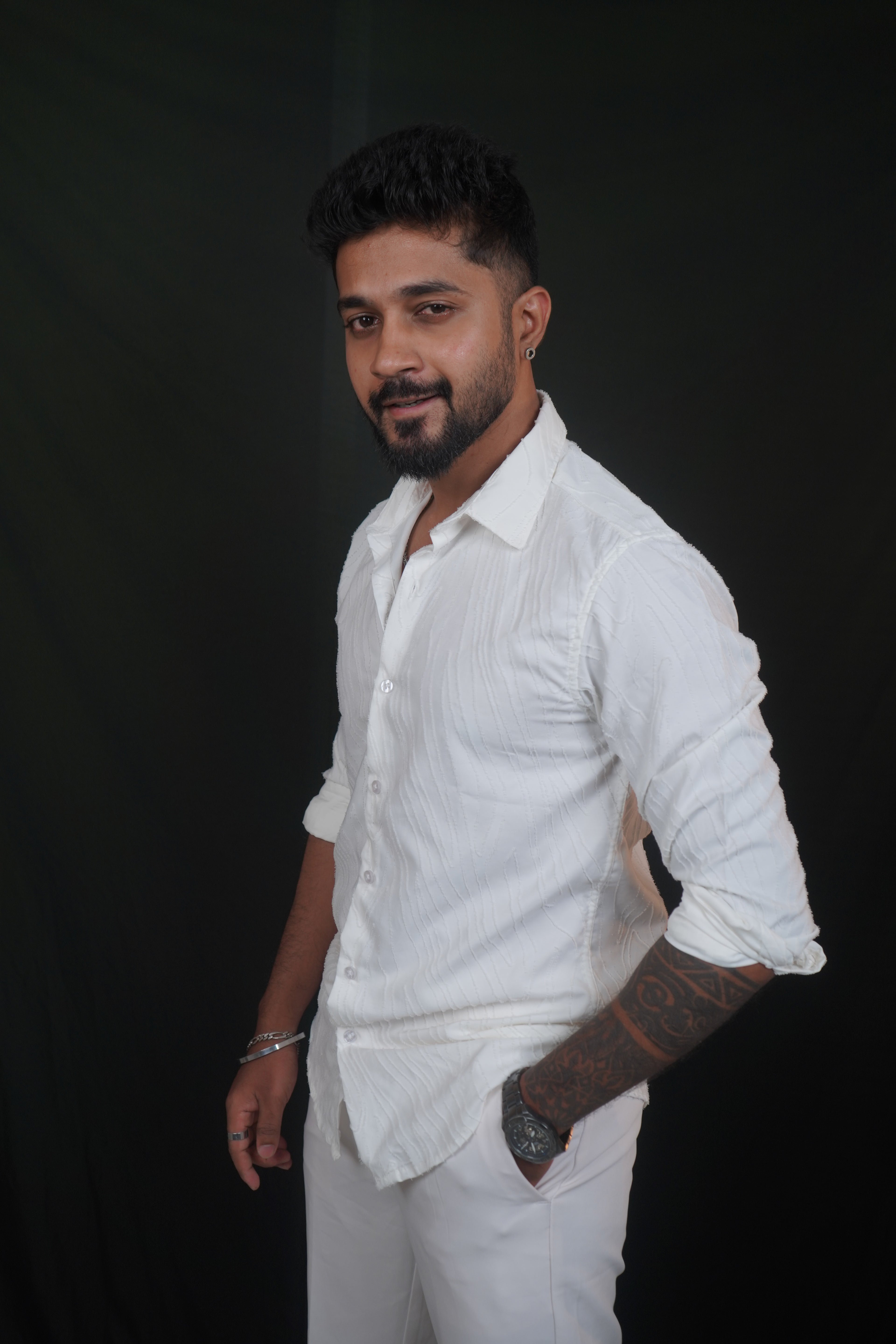 White Textured Wave Shirt
