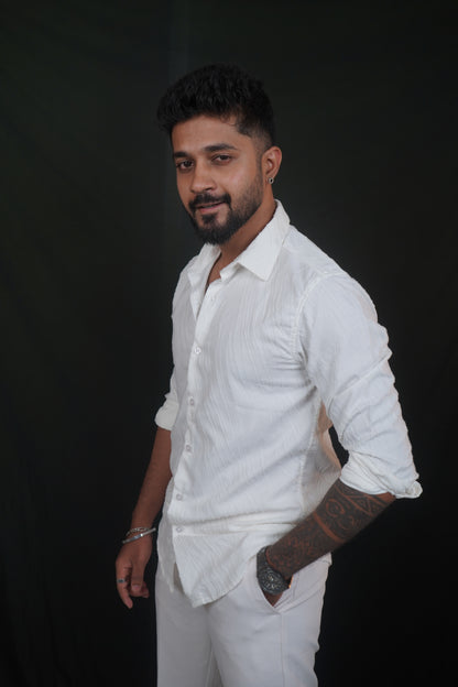 White Textured Wave Shirt