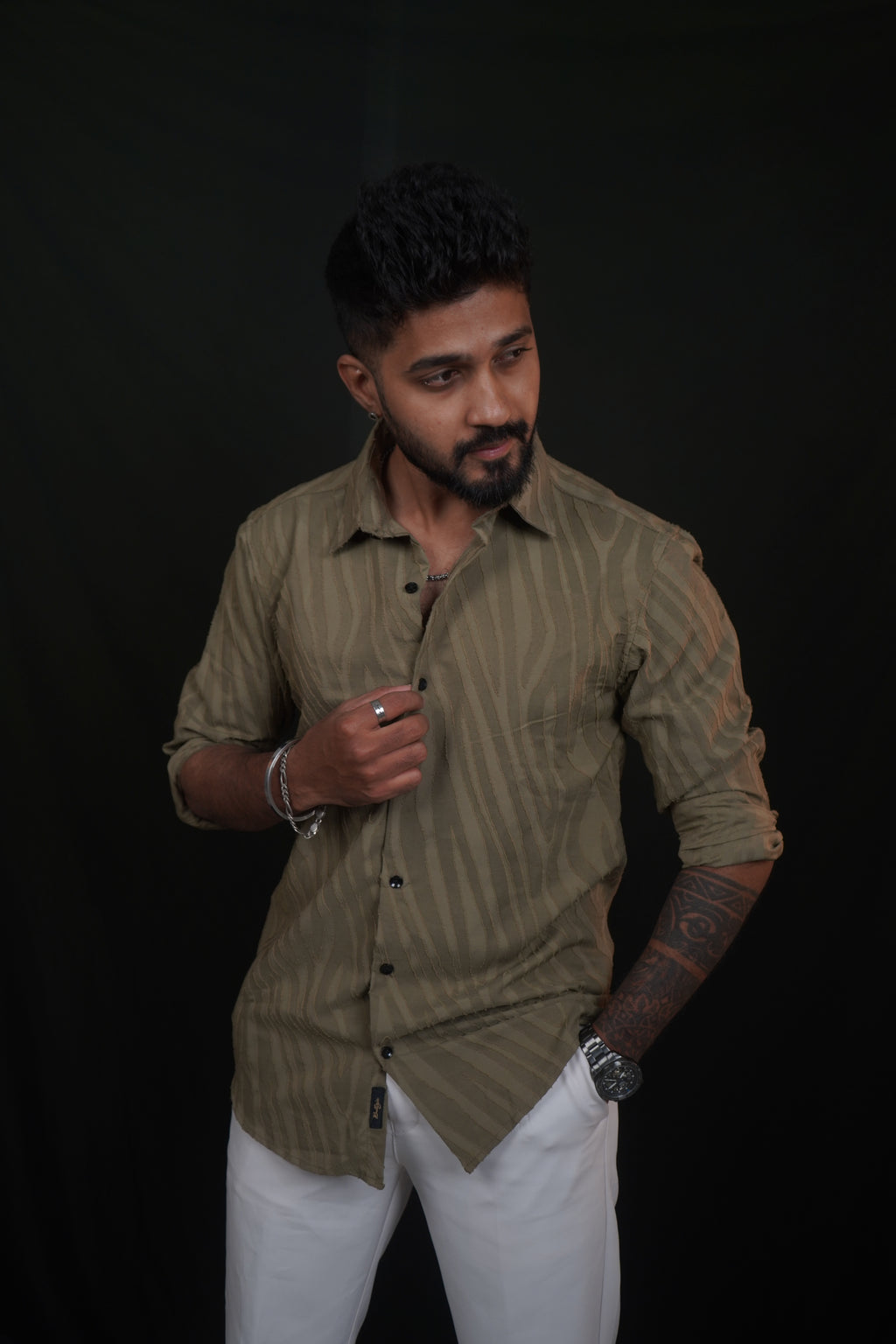 Brown Textured Wave Shirt