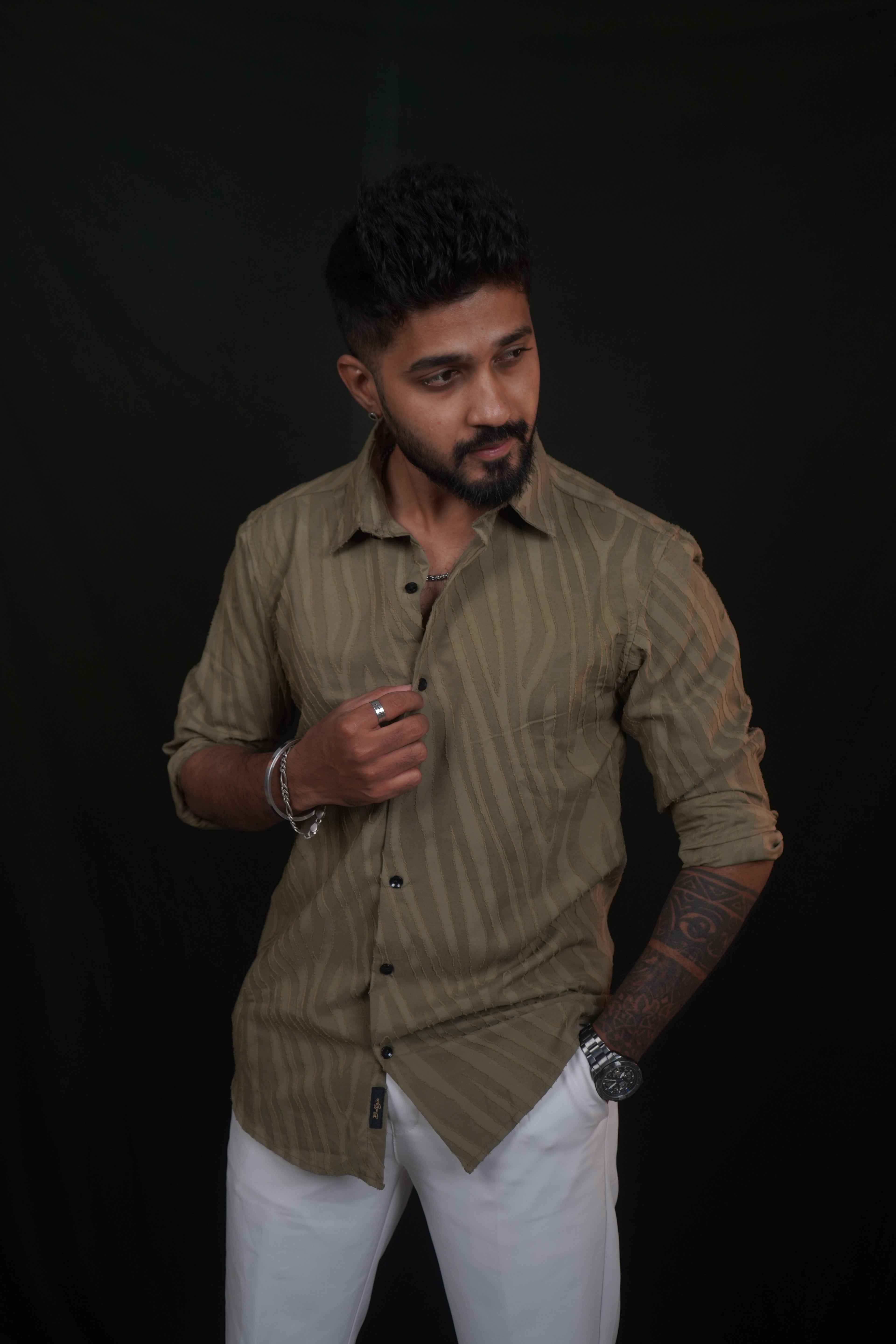 Brown Textured Wave Shirt