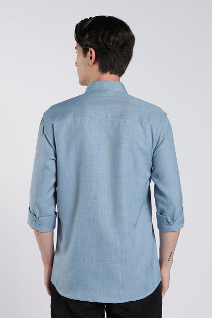 Dusty Blue Heritage Linen Blend Shirt