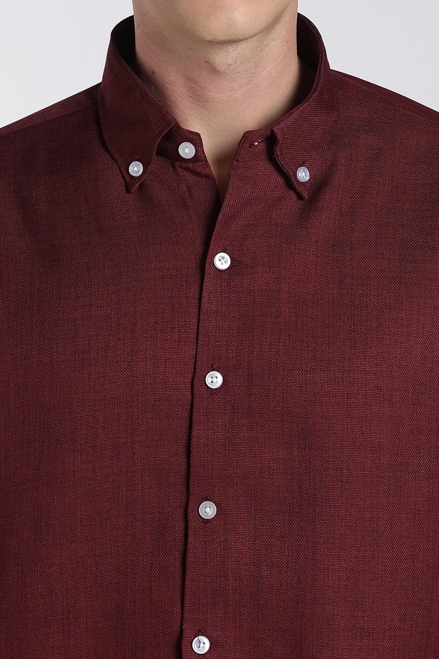 Wine Red Heritage Linen Blend Shirt