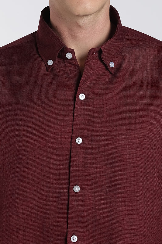 Wine Red Heritage Linen Blend Shirt