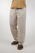 Beige Classic Linen Blend Pants