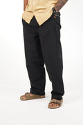 Black Classic Linen Blend Pants