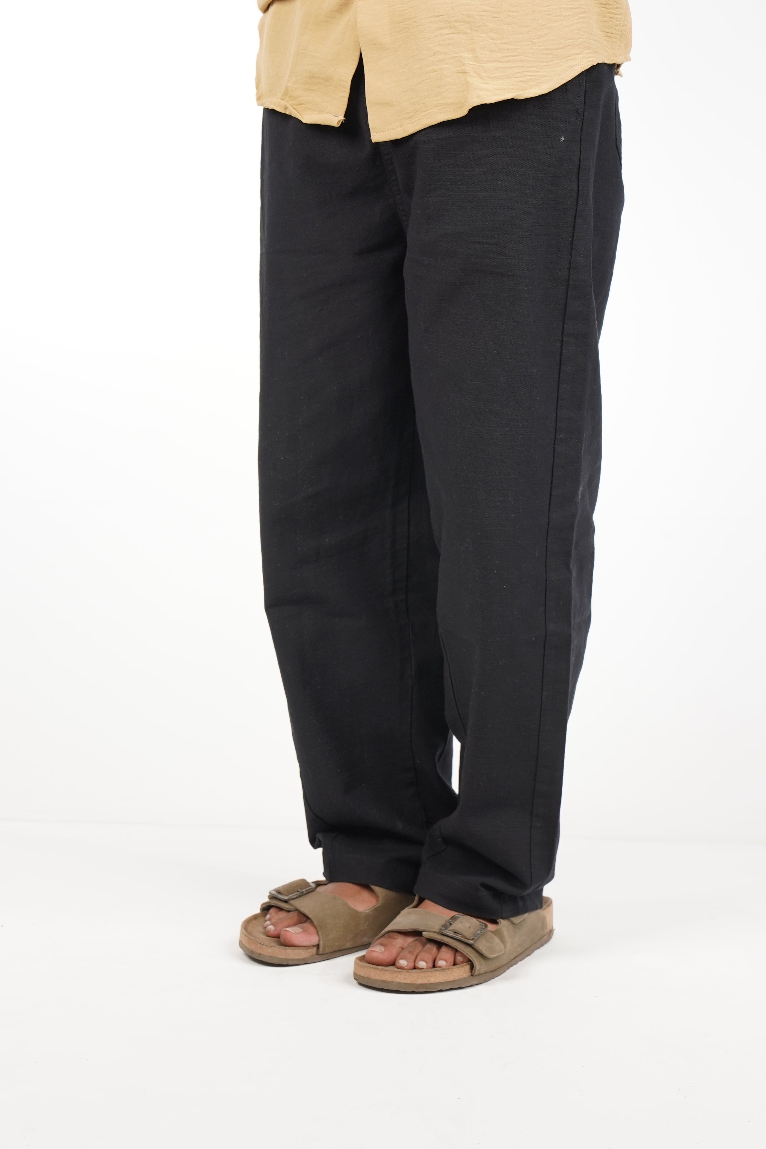 Black Classic Linen Blend Pants