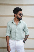 Pear Green Linen Blend Flax Shirt
