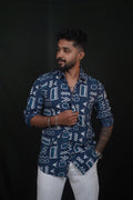 Sea Blue Rayon Printed Shirt